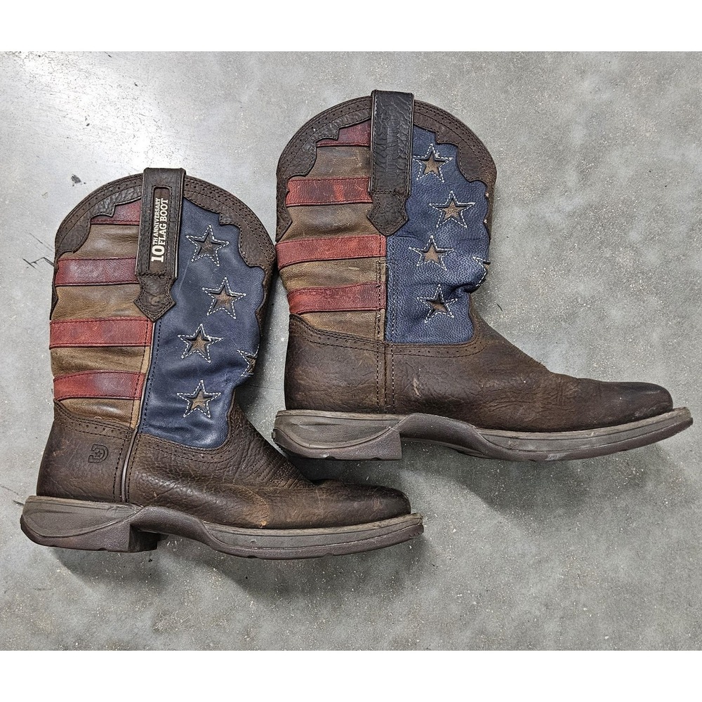Durango 10th Anniversary Flag Boots Mens Size 10 Brown Western Cowboy USA